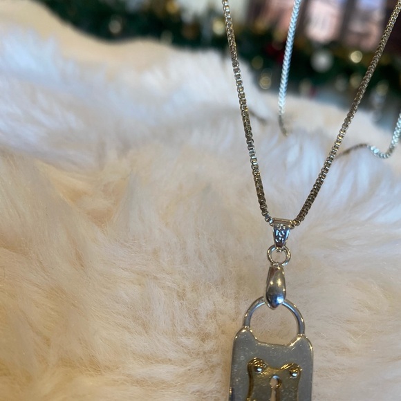 Lock heart sterling Silver Pendant Necklace 22 inch - Picture 4 of 8
